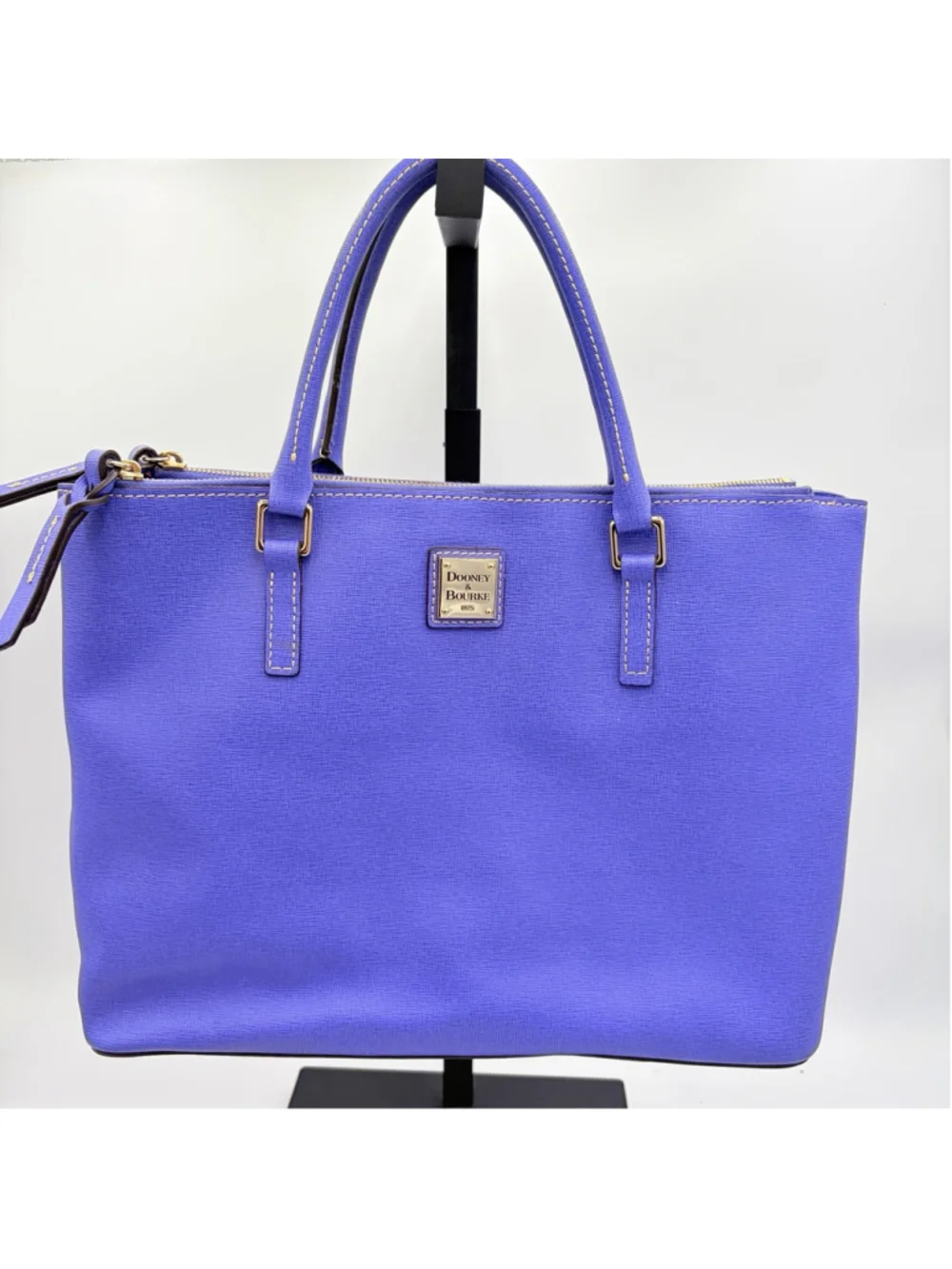 DOONEY & BOURKE Saffiano Double Zip Satchel VIOLET Italian Leather Handbag